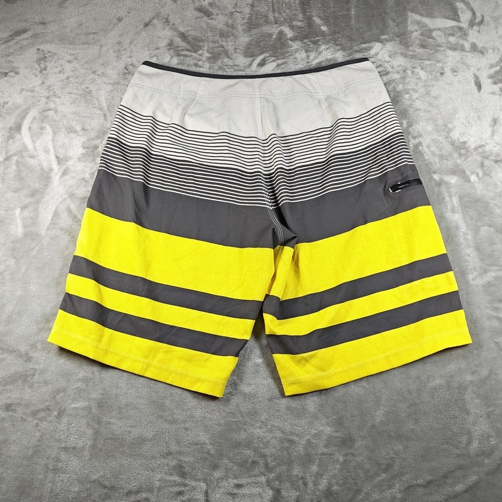 Vintage Oneill Board Shorts Men 36 Yellow Striped Swim Trunks Surf Skater Y2k - Picture 2 of 11